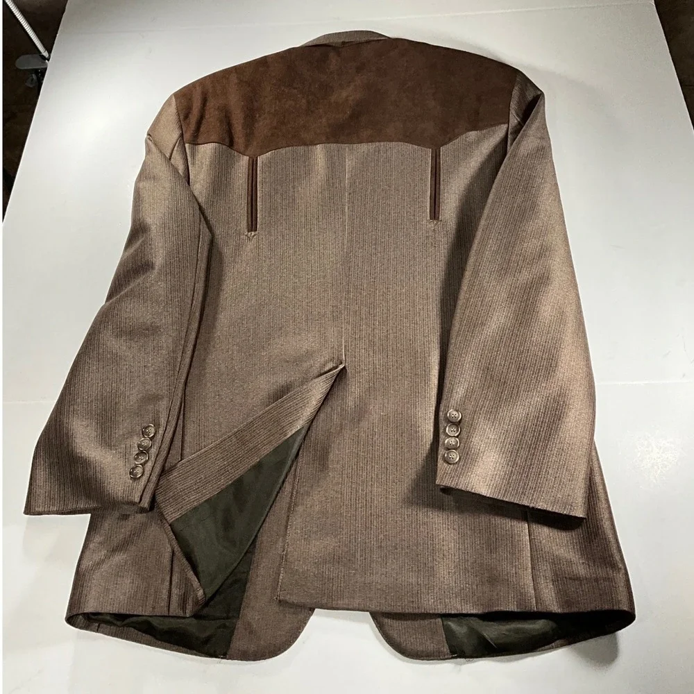 Sheplers Vintage Western Blazer Brown Faux Suede Yoke Sport Coat Mens 42R